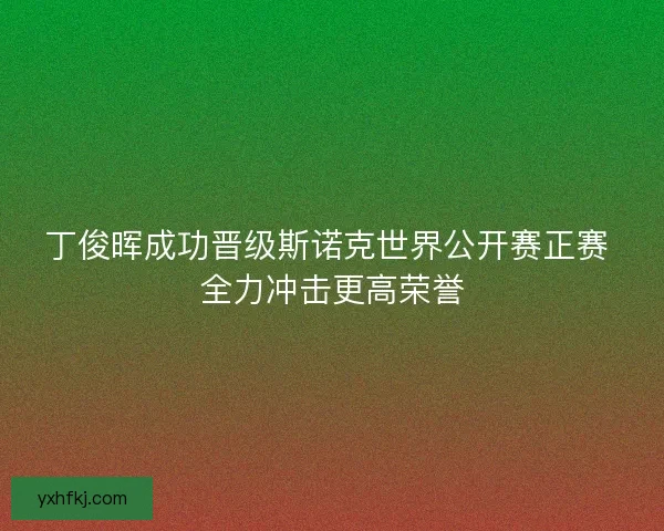 丁俊晖成功晋级斯诺克世界公开赛正赛 全力冲击更高荣誉